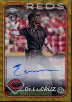 2024 Topps Chrome Rookie Autographs #RAEDLC Elly de La Cruz Gold Wave Refractor Baseball Card