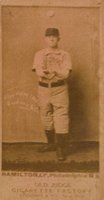 1887 Old Judge #210-4b Billy Hamilton Catch-hands cupped above waist-Philadelphia (NL) Baseball Card