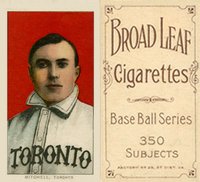 1909 White Borders Broadleaf 350  #338 Fred Mitchell Toronto Baseball Card