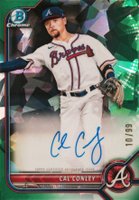 2022 Bowman Chrome Prospect Autographs #CPACC Cal Conley Green Atomic Refractor Baseball Card