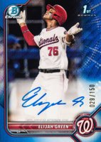 2022 Bowman Draft Chrome Draft Pick Autographs #CDAEG Elijah Green Blue Wave Refractor Baseball Card