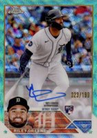 2023 Topps Chrome Rookie Autograph #RARG Riley Greene Aqua Wave Baseball Card