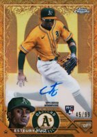 2023 Topps Gilded Collection Topps Chrome Gold Etch Autographs #CGAERZ Esteury Ruiz Baseball Card