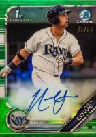 2019 Bowman Prospect Autographs Chrome #NL Nate Lowe Green Refractor Baseball Card
