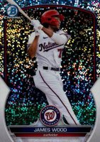 2023 Bowman Chrome Prospects #BCP129 James Wood Speckle Refractor Baseball Card