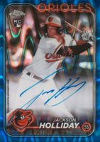 2024 Topps Chrome Rookie Autographs #RAJH Jackson Holliday Blue Raywave Refractor Baseball Card