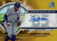 2023 Bowman Scouts' Top 100 #BTP85 Roderick Arias Autograph-Gold Refractor Baseball Card