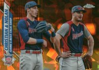 2020 Topps Chrome Sapphire Edition #160 Christian Yelich/Nolan Arenado Orange Refractor Baseball Card