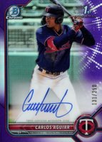 2022 Bowman Chrome Prospect Autographs #CPACA Carlos Aguiar Purple Refractor Baseball Card