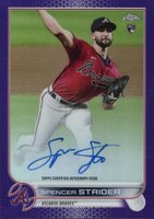 2022 Topps Chrome Rookie Autographs #RASS Spencer Strider Purple Refractor Baseball Card