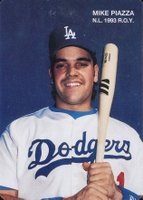 1994 Mother's Cookies Rookie of the Year #1 Mike Piazza Bat on Shoulder Baseball Card