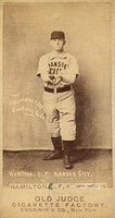 1887 Old Judge #210-4a Billy Hamilton Catch-hands cupped above waist-Kansas Citys Baseball Card