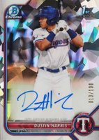 2022 Bowman Chrome Prospect Autographs #CPADHR Dustin Harris Atomic Refractor Baseball Card