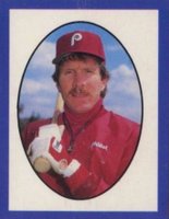 1987 Red Foley Sticker Book-Hand Cut # Mike Schmidt Cover-Blue Border Baseball Card