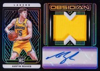 2021 Panini Obsidian #202 Austin Reaves Jersey Autograph-Electric Etch Purple Basketball Card
