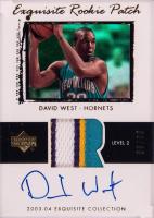 2003 Upper Deck Exquisite Collection #64 David West Autograph Patch-Gold Basketball Card