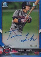 2018 Bowman Draft Chrome Draft Picks Autographs #CDATL Trevor Larnach Blue Refractor Baseball Card