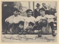 1936 Glossy Finish & Leather # Frank Crosetti/Joe DI Maggio/Tony Lazzeri Leather Baseball Card