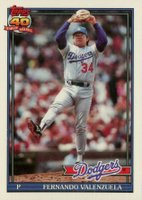 1991 Topps Tiffany #80 Fernando Valenzuela Baseball Card