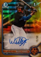 2022 Bowman Chrome Prospect Autographs #CPAWF Willy Fanas Gold Refractor Baseball Card
