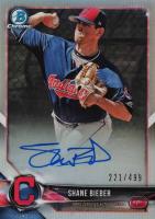 2018 Bowman Chrome Prospects Autographs #BCPASB Shane Bieber Refractor Baseball Card