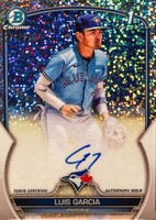 2023 Bowman Chrome Prospect Autographs #CPALG Luis Garcia Speckle Refractor Baseball Card
