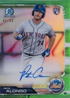 2019 Bowman Chrome Rookie Autographs #CRAPA Pete Alonso Green Refractor Baseball Card