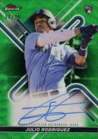 2022 Topps Finest Finest Autographs #JRO Julio Rodriguez Green Wave Refractor Baseball Card
