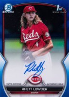 2023 Bowman Draft Chrome Prospect Autograph #CDARLO Rhett Lowder Blue Refractor Baseball Card