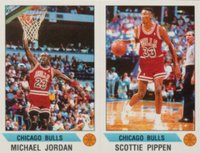 1990 Panini Sticker # Michael Jordan/Scottie Pippen Panel-Hand Cut Basketball Card