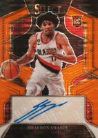 2022 Panini Select Rookie Signatures #RSSHS Shaedon Sharpe Neon Orange Pulsar Folt Basketball Card