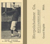 1916 Herpolsheimer Co. #153 Slim Sallee Baseball Card