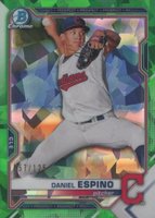 2021 Bowman Sapphire Edition Chrome Prospects #BCP123 Daniel Espino Green Baseball Card
