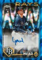 2024 Topps Chrome Update Chrome Baseball Update Series Autographs #ACCME Curtis Mead Blue Raywave Baseball Card