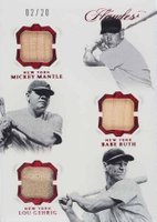 2019 Panini Flawless Triple Legends #MRG Babe Ruth/Lou Gehrig/Mickey Mantle Ruby Baseball Card