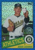 2020 Topps Silver Pack 1985 Chrome Promo #49 Jesus Luzardo Blue Refractor Baseball Card