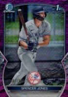 2023 Bowman Chrome Prospects #BCP139 Spencer Jones Fuchsia Lunar Crater Refractor Baseball Card