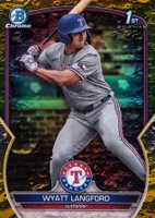 2023 Bowman Draft #BDC106 Wyatt Langford Chrome-Yellow Lunar Crater Baseball Card