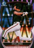 2023 Bowman Chrome Prospects #BCP25 Druw Jones Purple Raywave Refractor Baseball Card