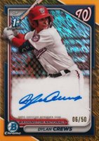2024 Bowman Chrome Prospect Autographs #CPADC Dylan Crews Gold Shimmer Baseball Card