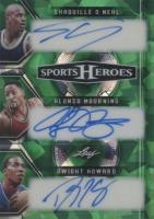 2025 Leaf Metal Sports Heroes Heroes 3 Autographs #H312 Alonzo Mourning/Dwight Howard/Shaquille O'Neal Green Crystal 1/1 Basketball Card