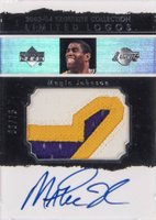 2003 UD Exquisite Collection Limited Logos #LL-MA Magic Johnson Autograph Patch Basketball Card
