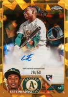 2023 Topps Chrome Update Sapphire Edition Autograph #ER Esteury Ruiz Gold Baseball Card