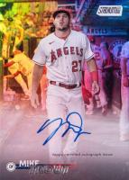 2023 Topps Stadium Club Base Autographs #SCBAMTT Mike Trout Rainbow Foil Baseball Card