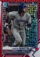 2021 Bowman Mega Box Chrome #BCP87 Austin Martin Red Refractor Baseball Card