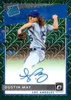 2020 Panini Donruss Optic Rated Rookies Signatures #RRSDM Dustin May Green Mojo Baseball Card