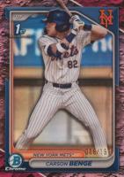 2024 Bowman Draft #BDC28 Carson Benge Chrome-Fuchsia Lunar Refractor Baseball Card