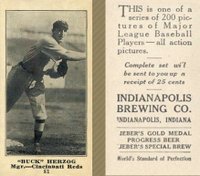 1916 Indianapolis Brewing #81 Buck Herzog Baseball Card