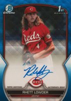 2023 Bowman Draft Chrome Prospect Autograph #CDARLO Rhett Lowder Blue Wave Baseball Card