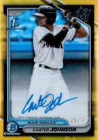 2024 Bowman Draft Chrome Prospect Autographs #CPACJ Carter Johnson Yellow Refractor Baseball Card